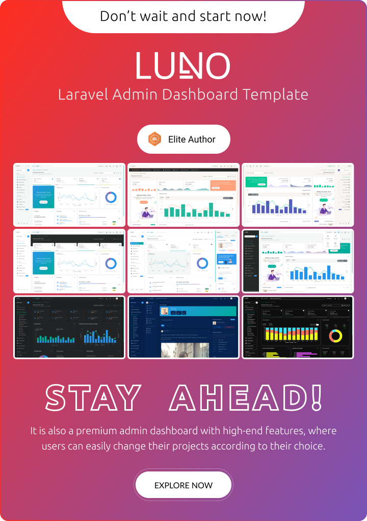 LUNO Laravel - Boilerplate Admin Dashbaord Template & Webapp UI Kit - 2